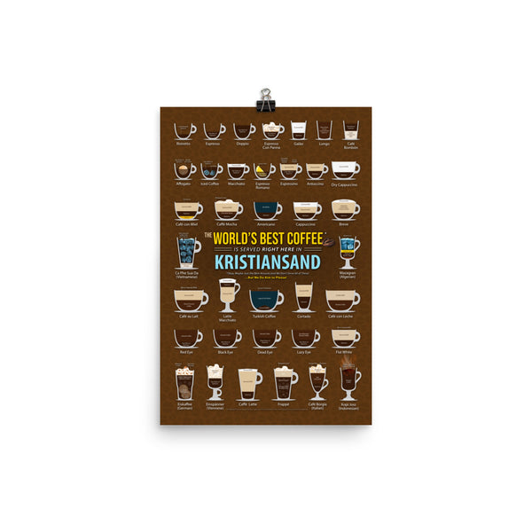 Kristiansand, Vest-agder, Norway Coffee Types Chart, High-Quality Poster Design