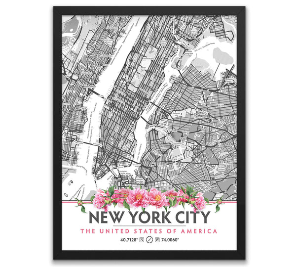 New York City Peony Flowers Map
