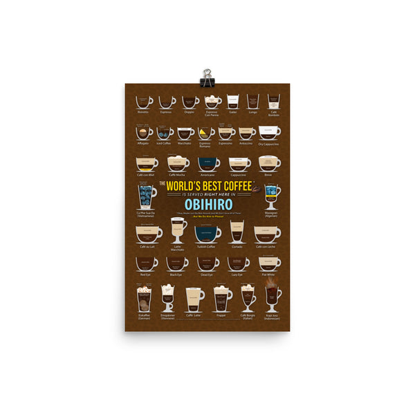 Obihiro, Japan, Hokkaido Coffee Types Chart, High-Quality Poster Design