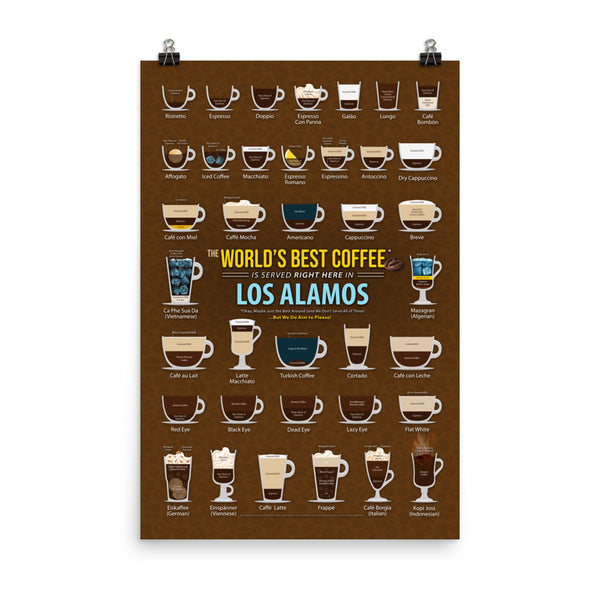 Los Alamos, New Mexico, United States of America, USA Coffee Types Chart, High-Quality Poster Design