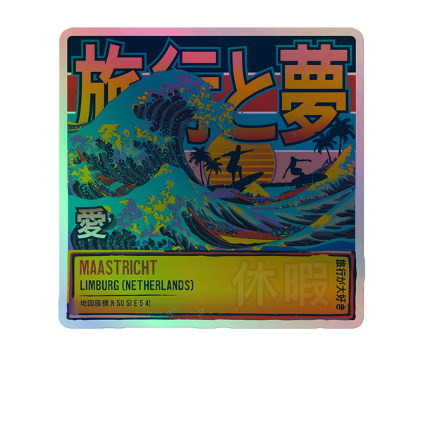 Maastricht, Limburg (netherlands), Netherlands, Japanese Wave 5.5" Inch Kiss-Cut Holographic Sticker