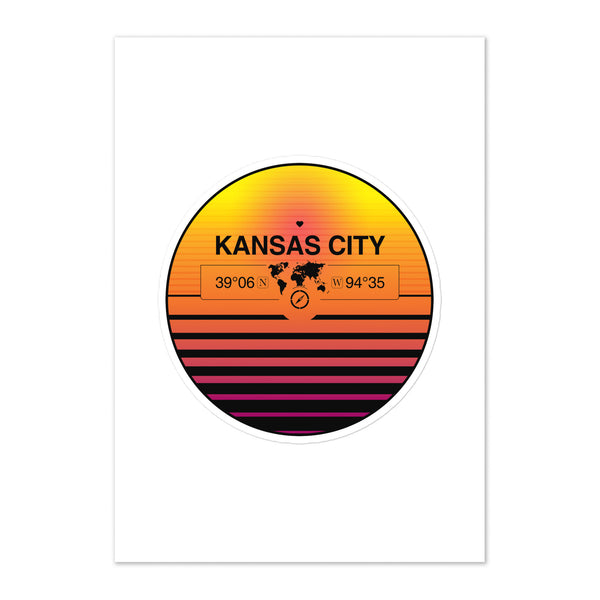 Travel Sticker Design with Retro Sunset Styling