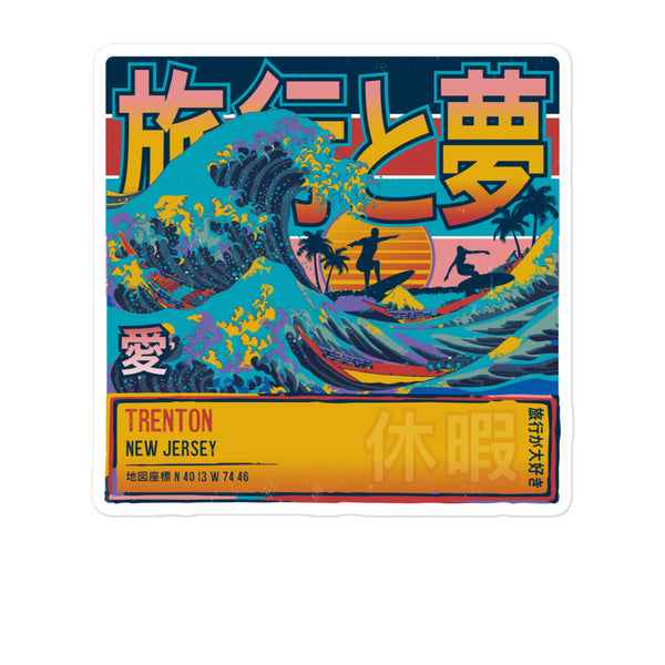 Trenton, New Jersey, United States of America, Great Wave Off Kanagawa 5 Inch Sticker