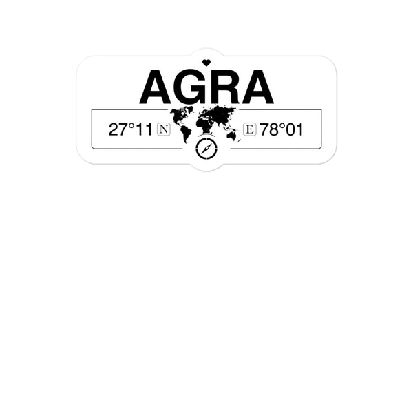 Agra, Uttar Pradesh 2 x 5.5" Inch Stickers Gift with Map Coordinates #REF2748F6546
