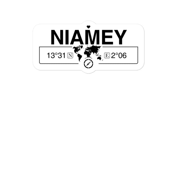 Niamey, Niger 2 x 5.5" Inch Stickers Gift with Map Coordinates #REF2748F6546