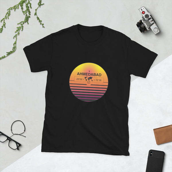 Ahmedabad, Gujarat Quality Retro Sunset Unisex T-shirt Gift