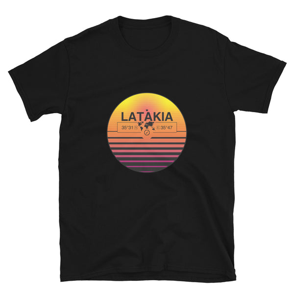 Latakia, Syria Quality Retro Sunset Unisex T-shirt Gift