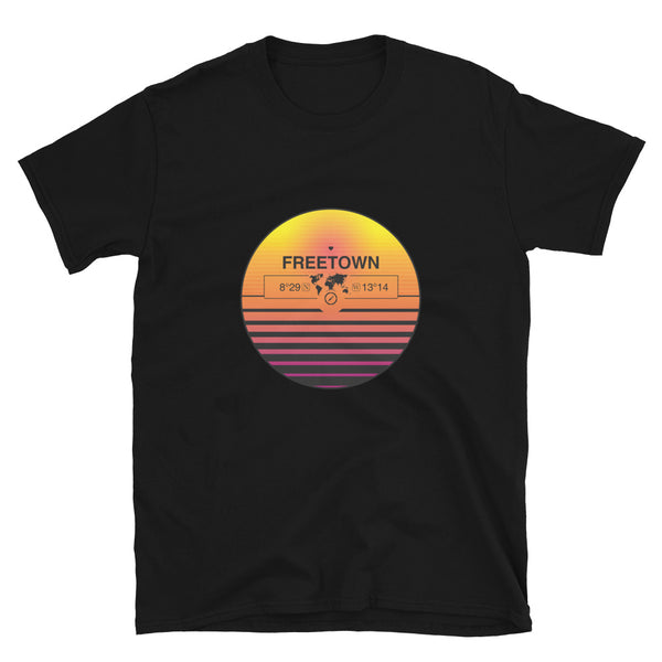 Freetown, Sierra Leone Quality Retro Sunset Unisex T-shirt Gift