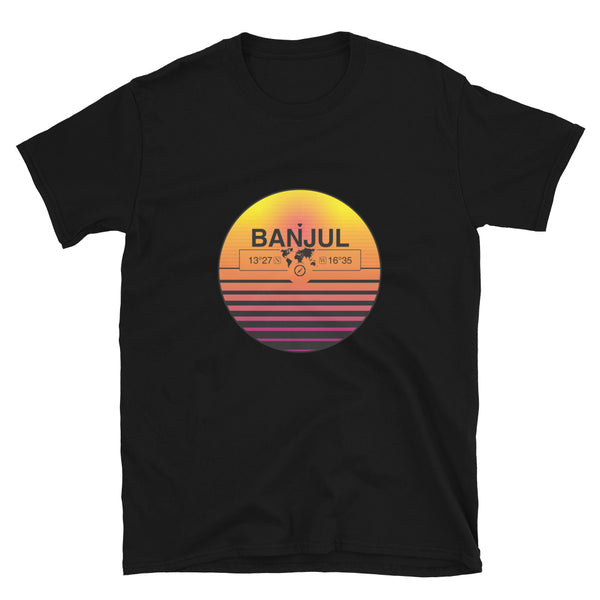 Banjul, Gambia Quality Retro Sunset Unisex T-shirt Gift