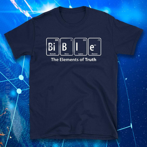 Navy Blue Bible Periodic Table of Elements Funny Christian Tshirt