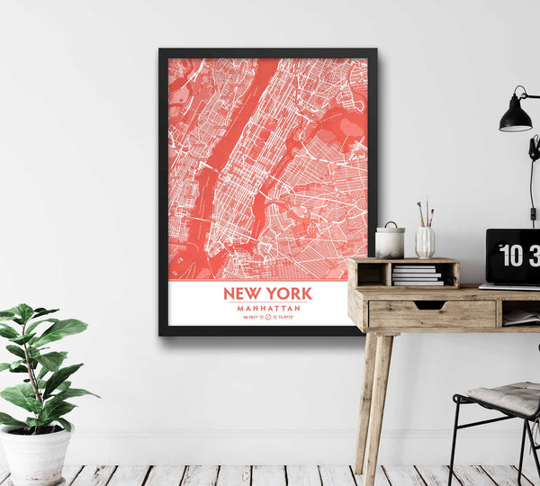 Coral Blush Pink Living Room Decor showing Manhattan NYC image