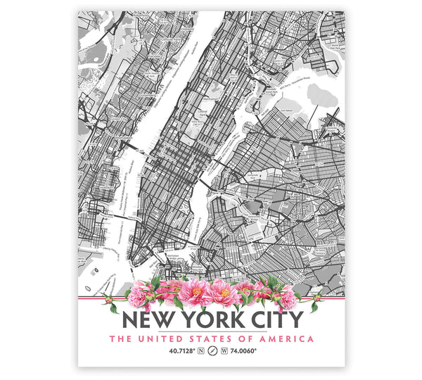 New York City Peony Flowers Map