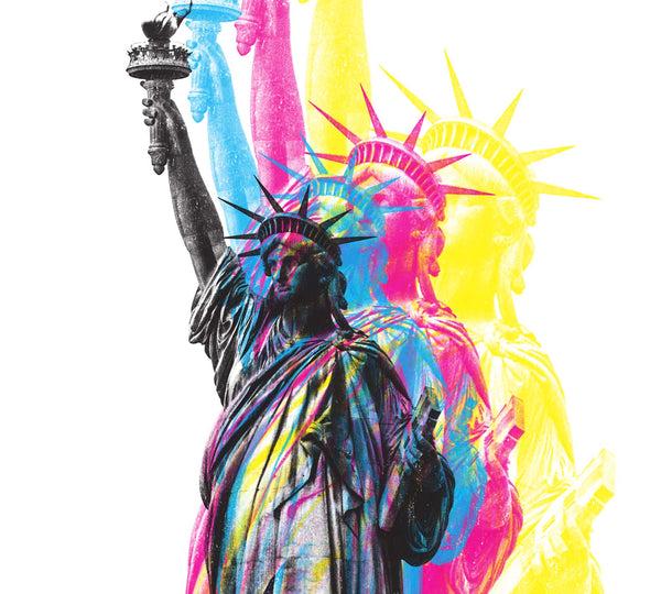 CMYK Artwork of Lady Statue of Liberty close up