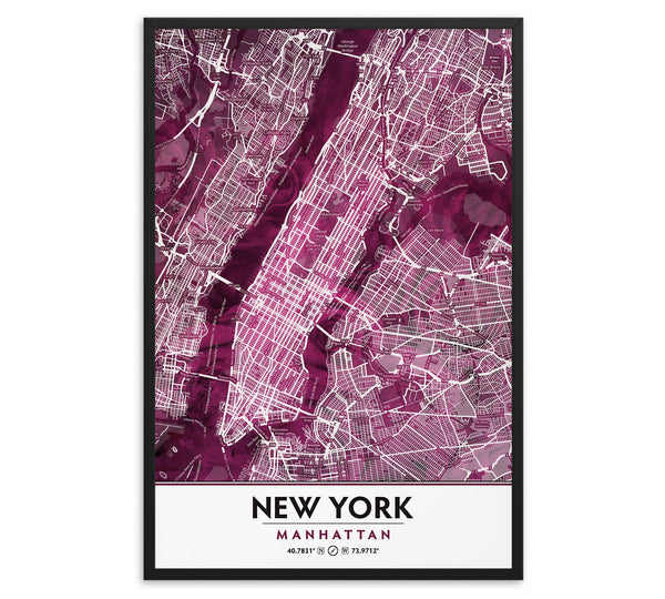 Black Rose Print Poster Showing Manhattan New York City