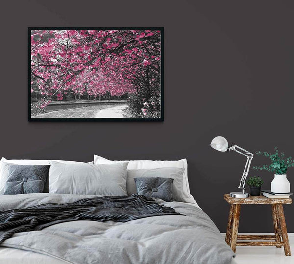 Cherry Blossom Trees Framed Photo Art in bedroom