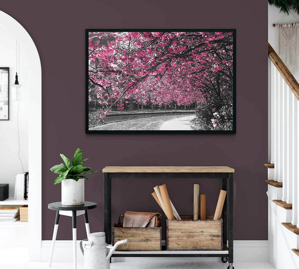 Pink Cherry Blossom Trees framed art