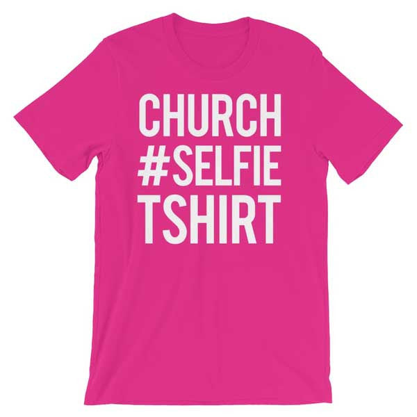 Church Selfie Christian Tee Shirt in Pink-Berry