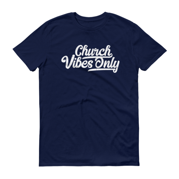 Church Vibes Only Christian Tshirt in blue