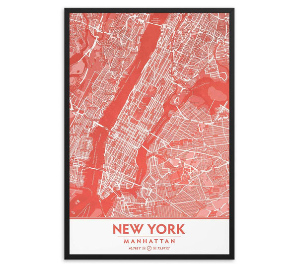 Coral Blush New York City Map - Printable