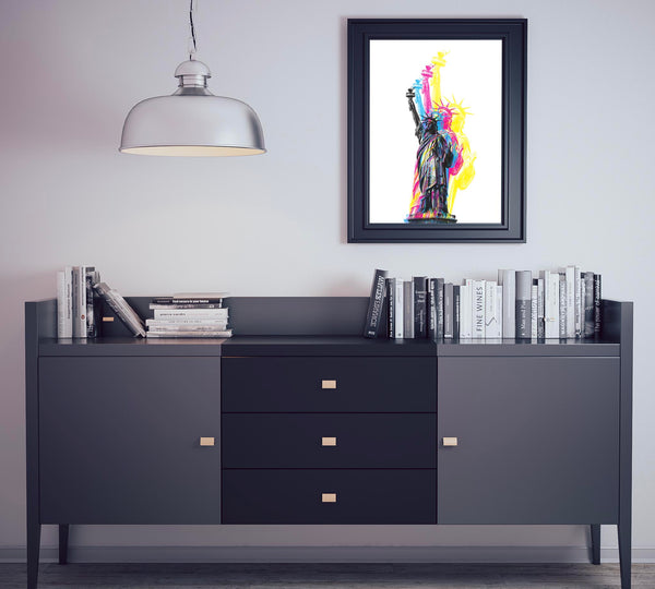 CMYK Artwork of Lady Statue of Liberty on wall