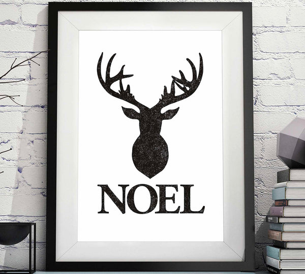 Stag NOEL in Black - Christmas Printable image
