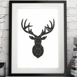 Deer Head Silhouette Lattice Pattern Printable image