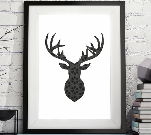 Deer Head Silhouette Lattice Pattern Printable image