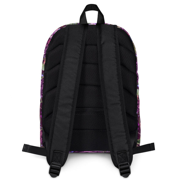 Pretty Dark Purple Roses Pattern Gift for Teen Girls & Women, Aesthetic Medium Size Backpack Pattern, 15” Laptop Pocket, Kids Men or Woman
