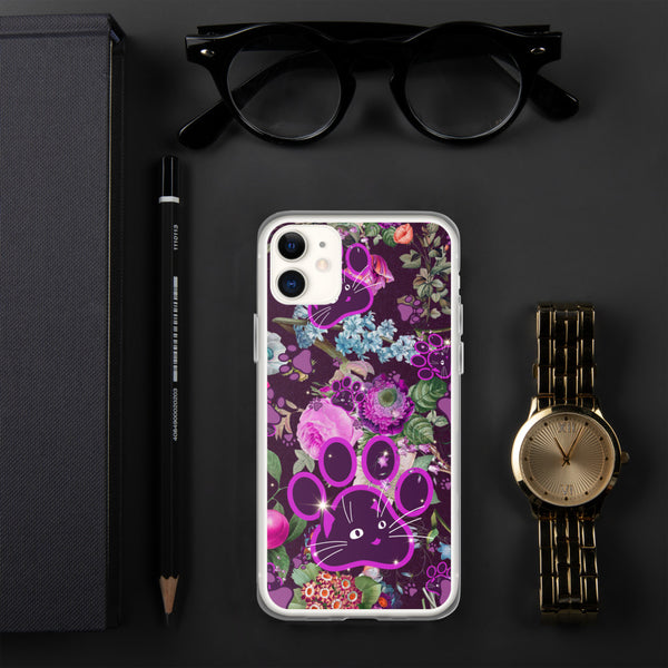 Violet Lilac Botanical Floral Wildflowers Purple Cat Paw Art, Quality iPhone Case Birthday Gift