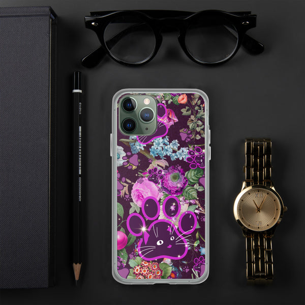 Violet Lilac Botanical Floral Wildflowers Purple Cat Paw Art, Quality iPhone Case Birthday Gift