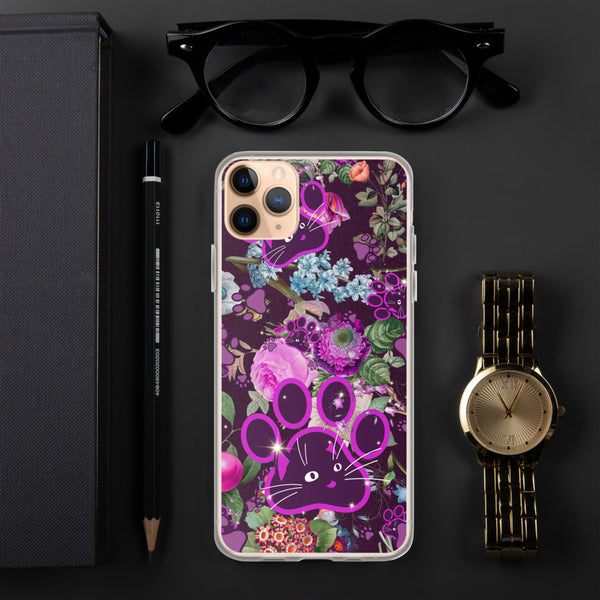 Violet Lilac Botanical Floral Wildflowers Purple Cat Paw Art, Quality iPhone Case Birthday Gift