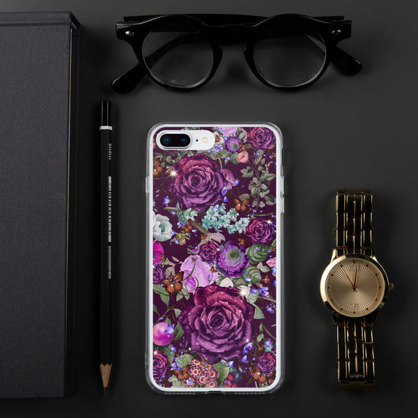 Pretty Dark Purple Roses Pattern Gift for Teen Girls & Women, Quality iPhone Case Birthday Gift