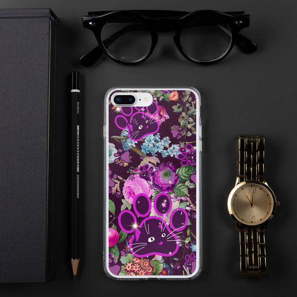 Violet Lilac Botanical Floral Wildflowers Purple Cat Paw Art, Quality iPhone Case Birthday Gift