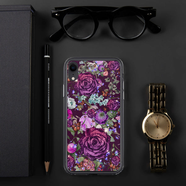 Pretty Dark Purple Roses Pattern Gift for Teen Girls & Women, Quality iPhone Case Birthday Gift
