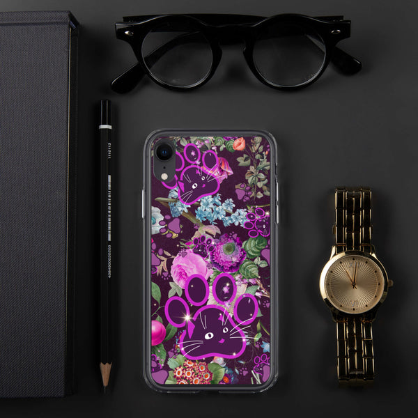 Violet Lilac Botanical Floral Wildflowers Purple Cat Paw Art, Quality iPhone Case Birthday Gift