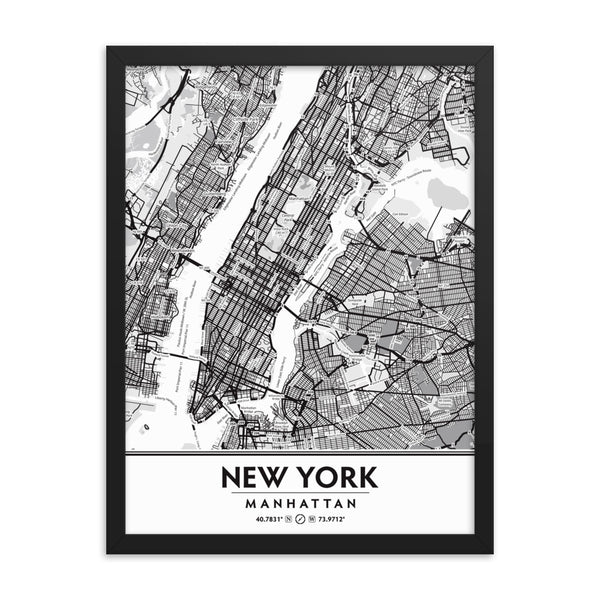 Manhattan New York City NYC Black & White Framed Artwork