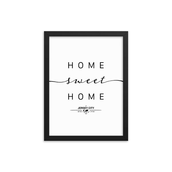 Jersey City, New Jersey, USA Home Sweet Home With Map Coordinates Framed Artwork
