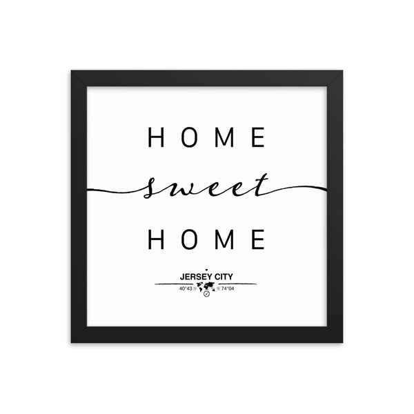 Jersey City, New Jersey, USA Home Sweet Home With Map Coordinates Framed Artwork