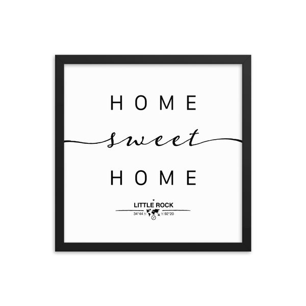 Little Rock, Arkansas, USA Home Sweet Home With Map Coordinates Framed Artwork