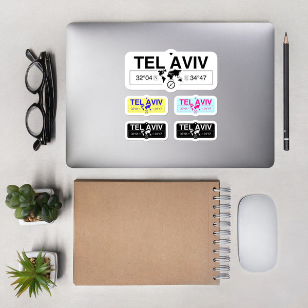 Tel Aviv Stickers, High-Quality Vinyl Laptop Stickers, Set of 5 Pack