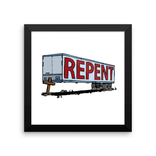 Repent Cross Trailer - Framed poster