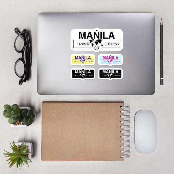 Manila Stickers, High-Quality Vinyl Laptop Stickers, Set of 5 Pack