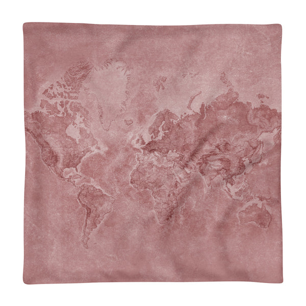 Rose Gold World Map Basic Pillow Case only