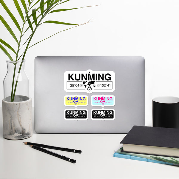 Kunming Stickers, High-Quality Vinyl Laptop Stickers, Set of 5 Pack