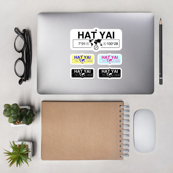 Hat Yai Thailand Stickers, High-Quality Vinyl Laptop Stickers, Set of 5 Pack