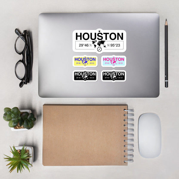Houston Texas Stickers, High-Quality Vinyl Laptop Stickers, Set of 5 Pack
