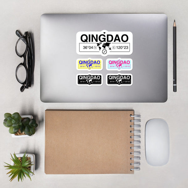 Qingdao Stickers, High-Quality Vinyl Laptop Stickers, Set of 5 Pack