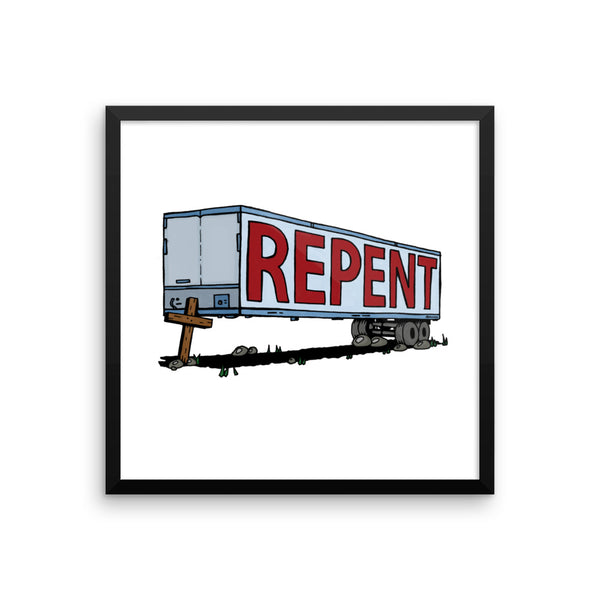 Repent Cross Trailer - Framed poster