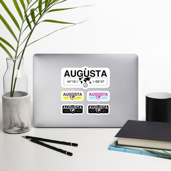 Augusta, Maine Stickers, High-Quality Vinyl Laptop Stickers, Set of 5 Pack