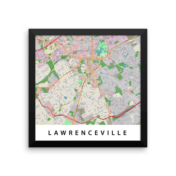 Lawrenceville GA Map Framed Print